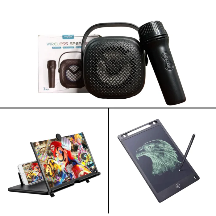3 in 1 Baby Combo – Mic Speaker+Mobile Screen Magnifier+LCD Writing Tablet