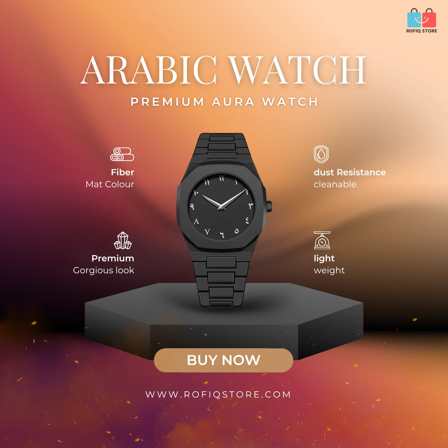 Arabic Aura Watch Carbon Fiber Design Premium Arabic Dial Watch