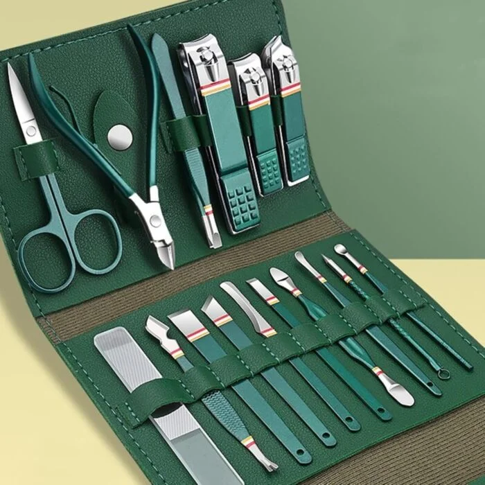 16 Pcs Stainless Steel Nail Clipper Manicure Pedicure Grooming Kit