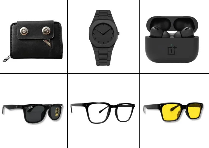6 in 1 Premium Combo – AirPods Pro, Arabic Watch, Wallet & 3 Glasses + Free Box