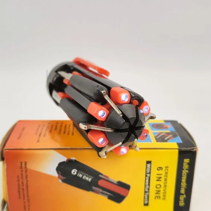 6 in 1 Multi Screwdriver Set LED Torch Portable Repair Tool Kit