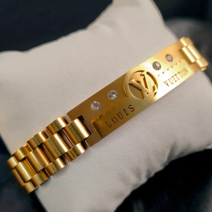 Men's Luxury Gold-Plated Bracelet – Premium LV Style