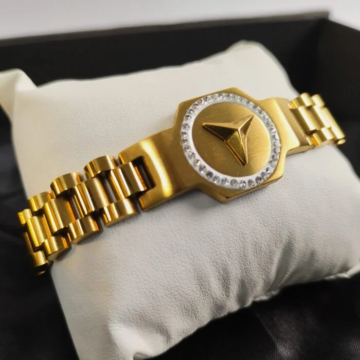 Men's Luxury Gold-Tone Zircon Bracelet – Mercedes-Benz Inspired