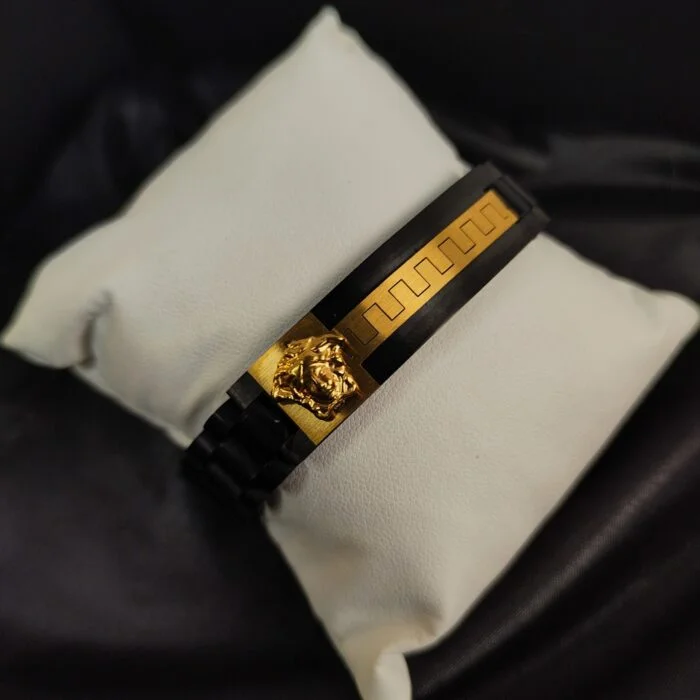 Men's Premium Black & Gold Bracelet – Versace Inspired