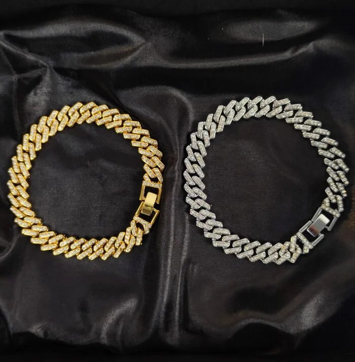 Premium Iced Out Cuban Link Bracelet – Gold & Silver