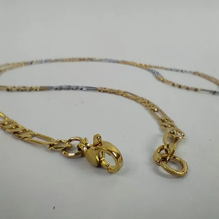 Premium Two-Tone Figaro Chain Necklace – Gold & Silver