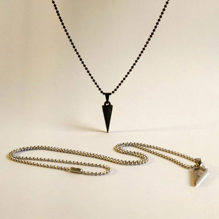 Black Spike Pendant Necklace Gothic Punk Chain for Men Women