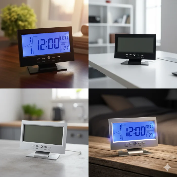 LCD Display Table Clock Digital Calendar and Voice Control Clock