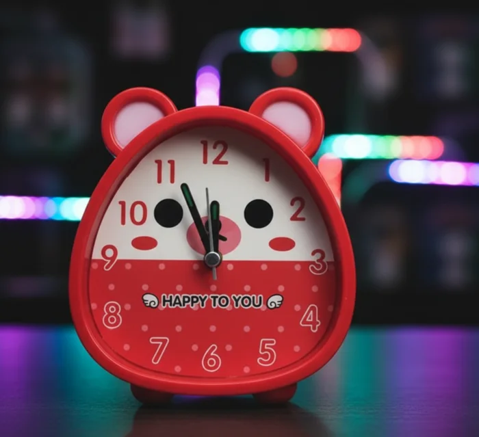 Kitty Shape Table Clock Cute Analog Desk Alarm Clock Decor