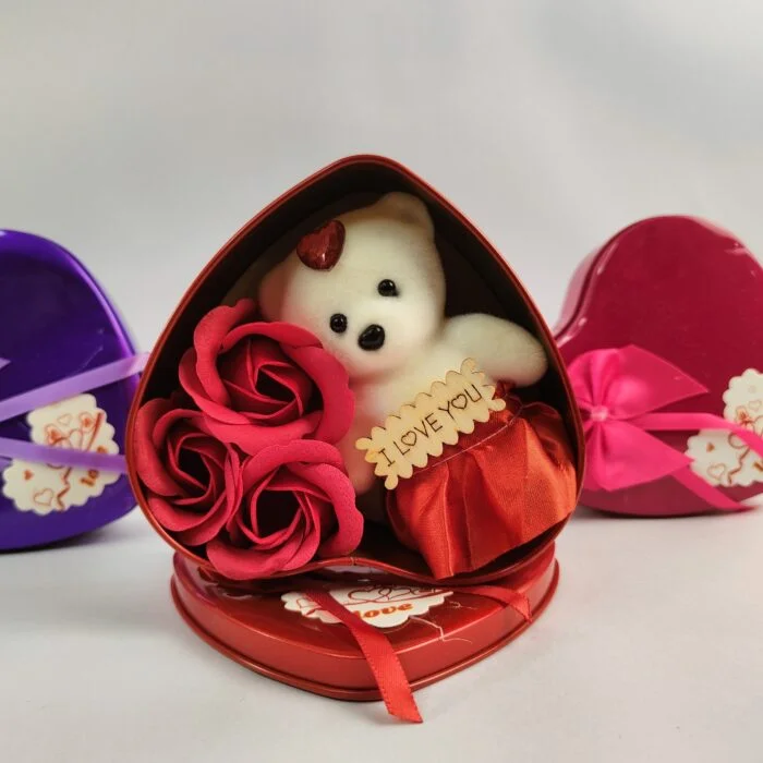 Heart Teddy Bear Rose Gift Romantic Love Gift for Girlfriend