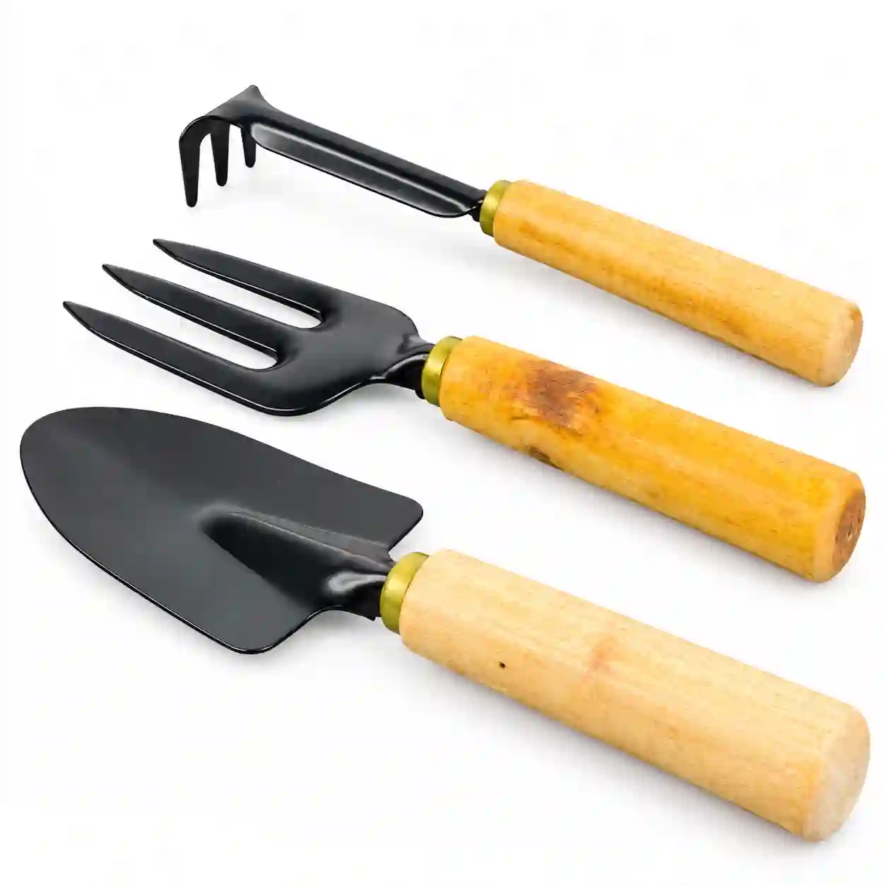 3 Pcs Mini Garden Tools Set with Wooden Handle for Gardening
