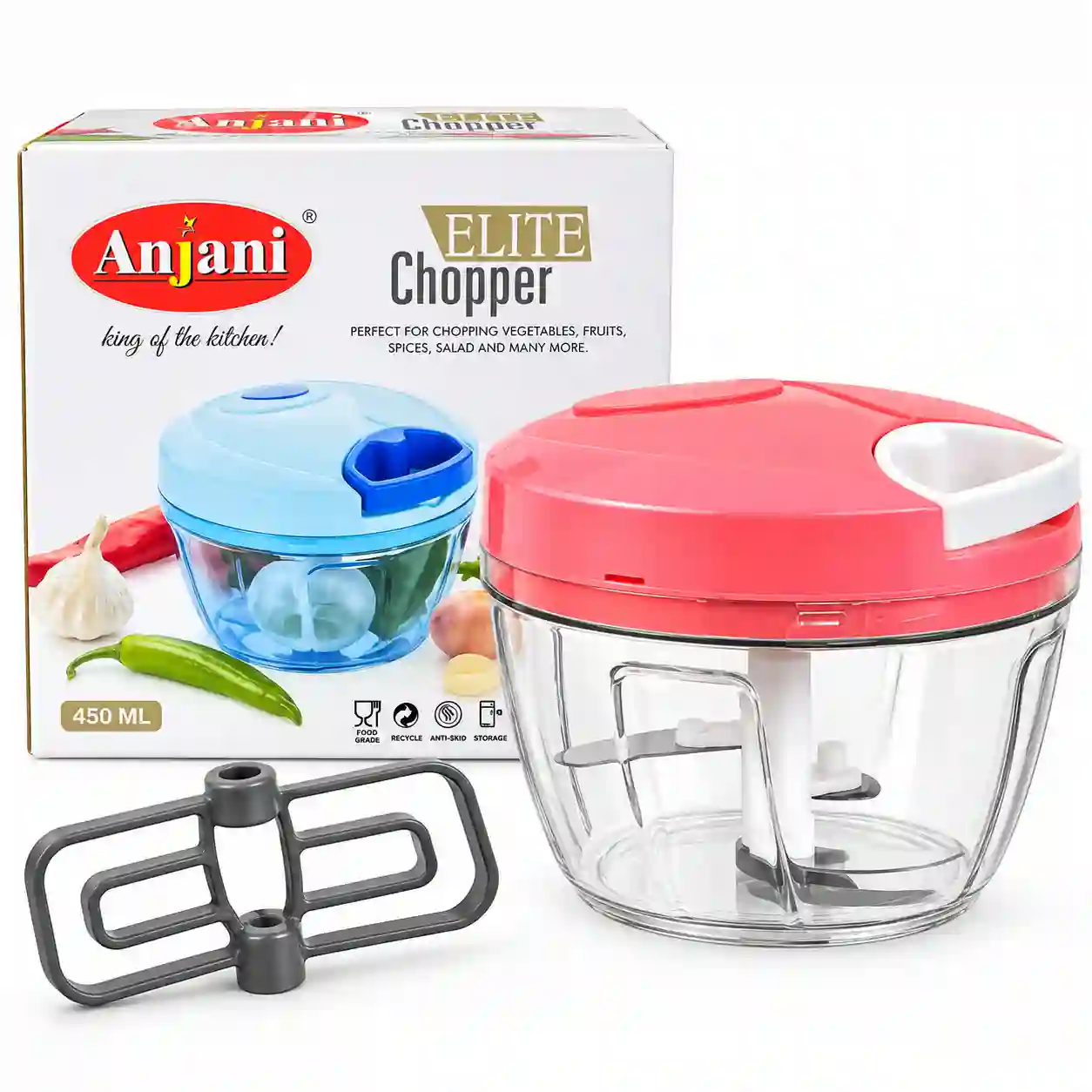 Anjani Elite 450ml Manual Vegetable Chopper & Food Cutter