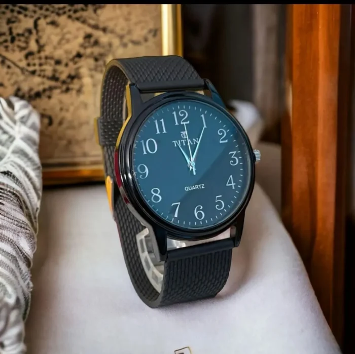 Mens Stainless Steel Analog Watch Fashion Titan Style Wristwatch