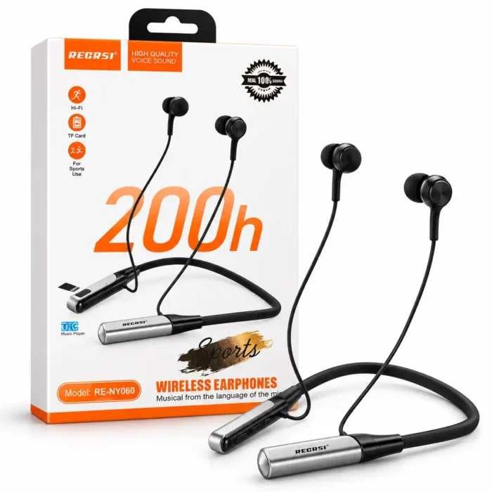 RECRSI RE-NY060 Wireless Neckband Long Battery Bluetooth Earphone